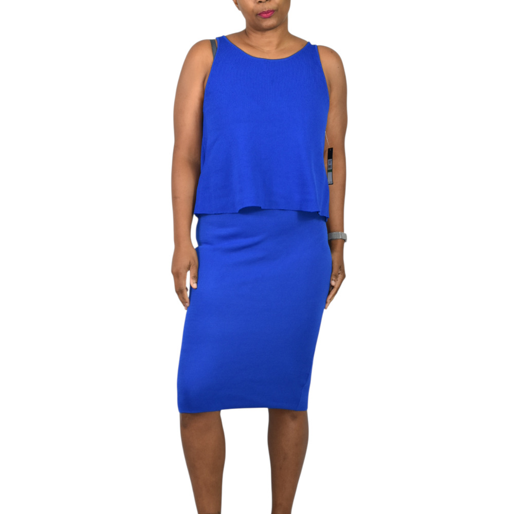 RACHEL Roy Two Piece Skirt Set Electric Blue Jersey Knit Coord Open Back Medium